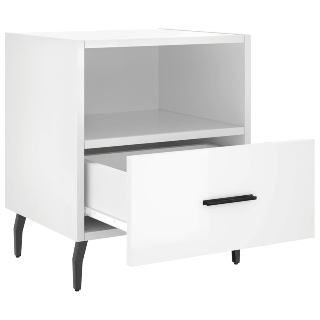 Mesita Noche 2 Uds Madera Ingeniería Blanco Brillo 40x35x47,5cm_3