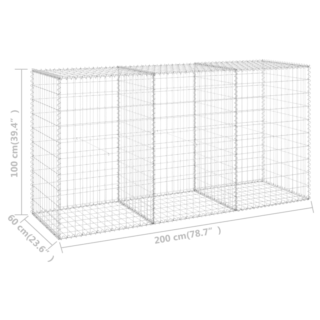 Muro De Gaviones Con Cubiertas Acero Galvanizado 200x60x100 Cm / Vetonek_2