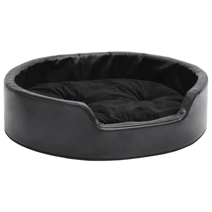 Vidaxl Cama Para Perros Felpa Y Cuero Sintético Negra 69x59x19 Cm_0