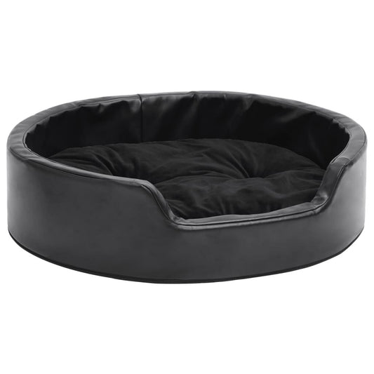 Vidaxl Cama Para Perros Felpa Y Cuero Sintético Negra 69x59x19 Cm_0