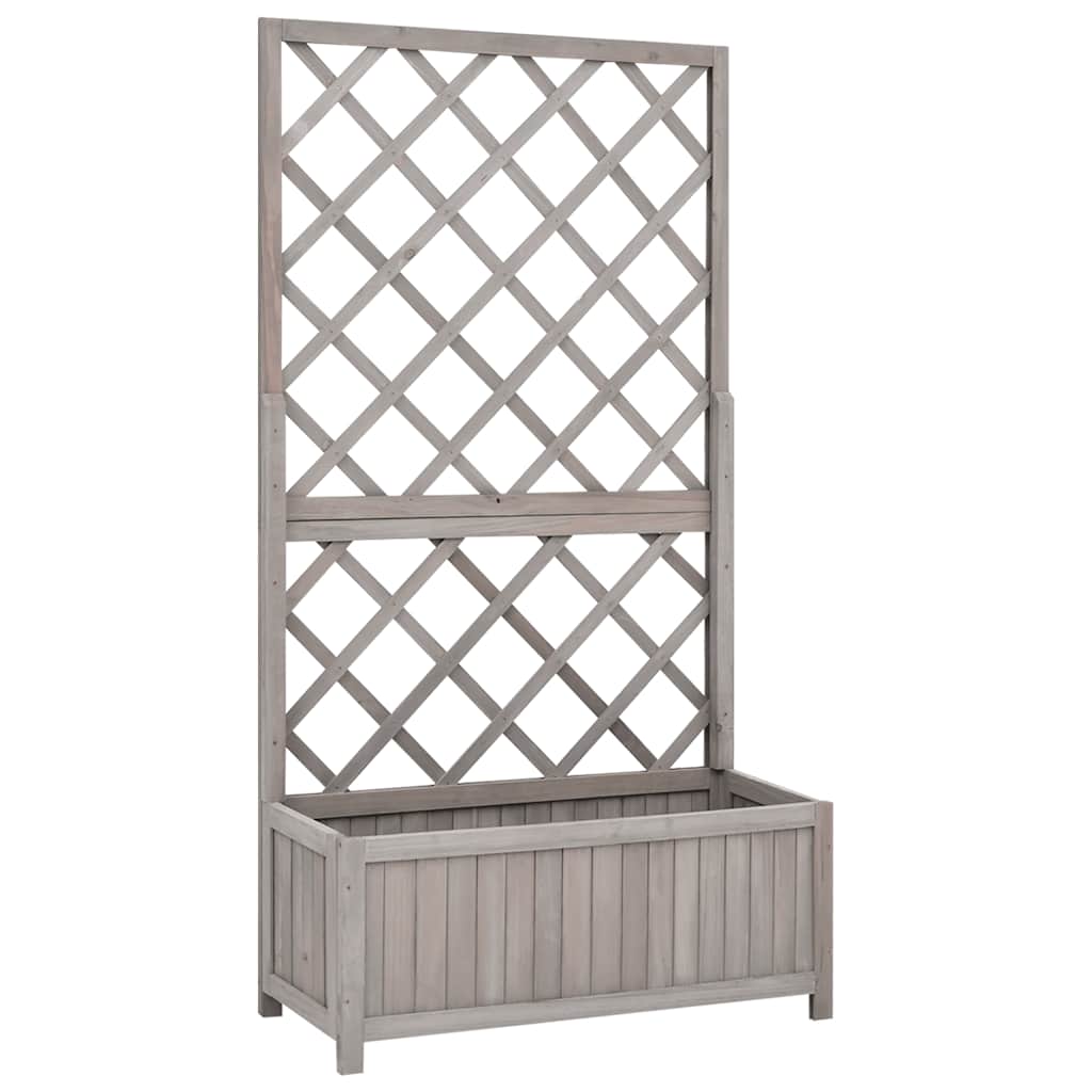 Jardinera Enrejada De Jardín Madera De Abeto Gris 70x30x135 Cm_1