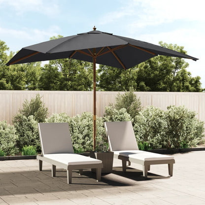 Vidaxl Sombrilla De Jardín Con Poste De Madera Negro 300x300x273 Cm_1