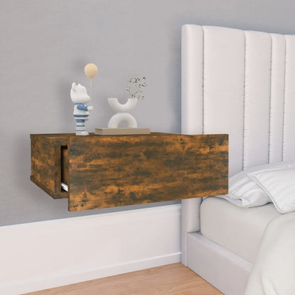 Mesita De Noche Flotante Madera Roble Ahumado 40x30x15 Cm_1