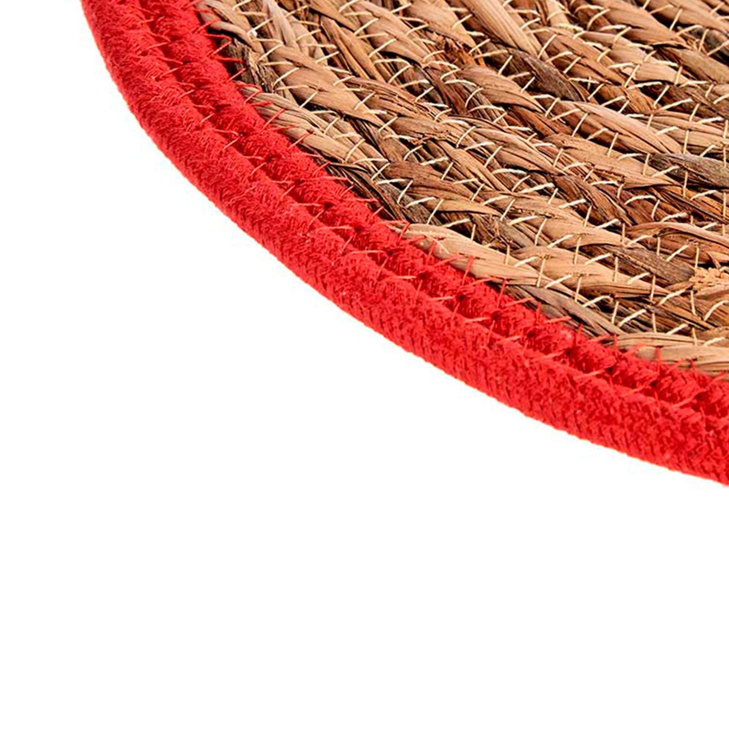 Tapete Natural Borde Rojo 30cm Colección Kinvara