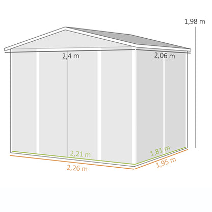 Outsunny Caseta De Jardín Exterior 4,4 M² 240x206x198 Cm Puerta Corredera Gris_2
