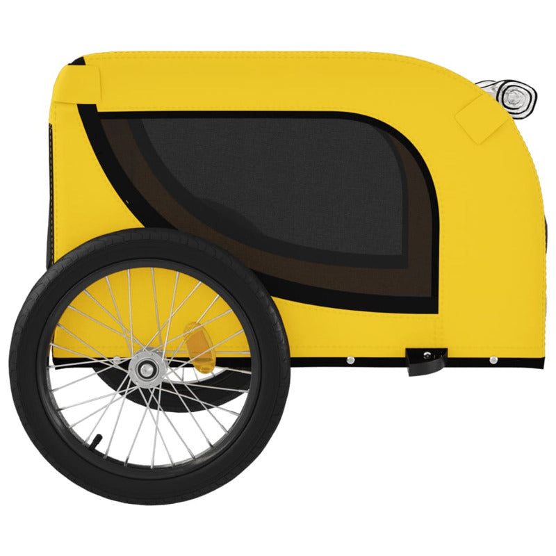 Vidaxl Remolque Bicicleta Mascotas Hierro Tela Oxford Amarillo Negro_5