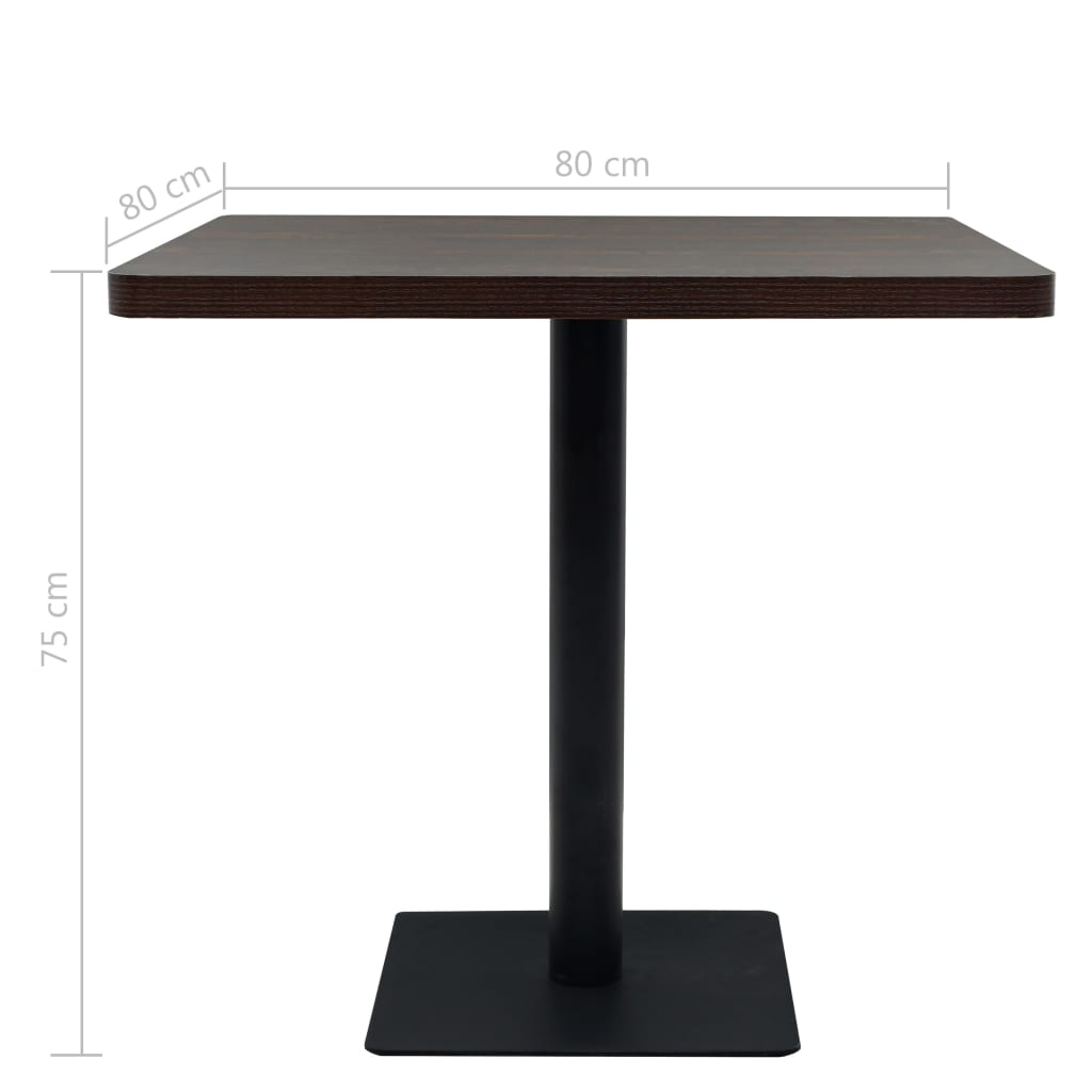 Mesa Bar Bistró Mdf Y Acero Cuadrada Fresno Oscuro 80x80x75 Cm_4