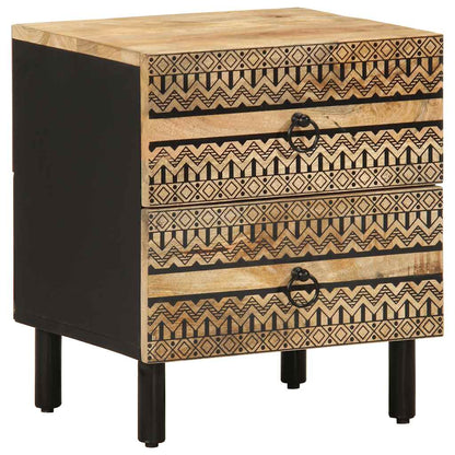 Mesitas De Noche 2 Uds Madera Mango Rugosa Negro 40x33,5x46 Cm_0