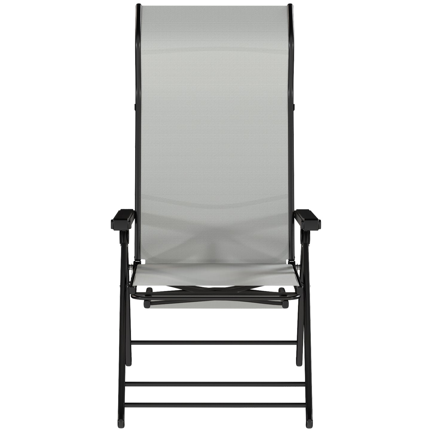Outsunny Pack De 2 Sillas Plegables Reclinables Con Respaldo Alto Ajustable Gris_3