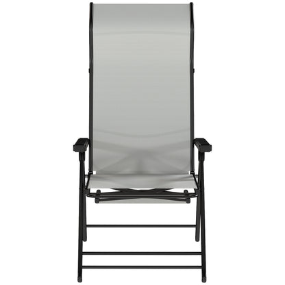 Outsunny Pack De 2 Sillas Plegables Reclinables Con Respaldo Alto Ajustable Gris_3
