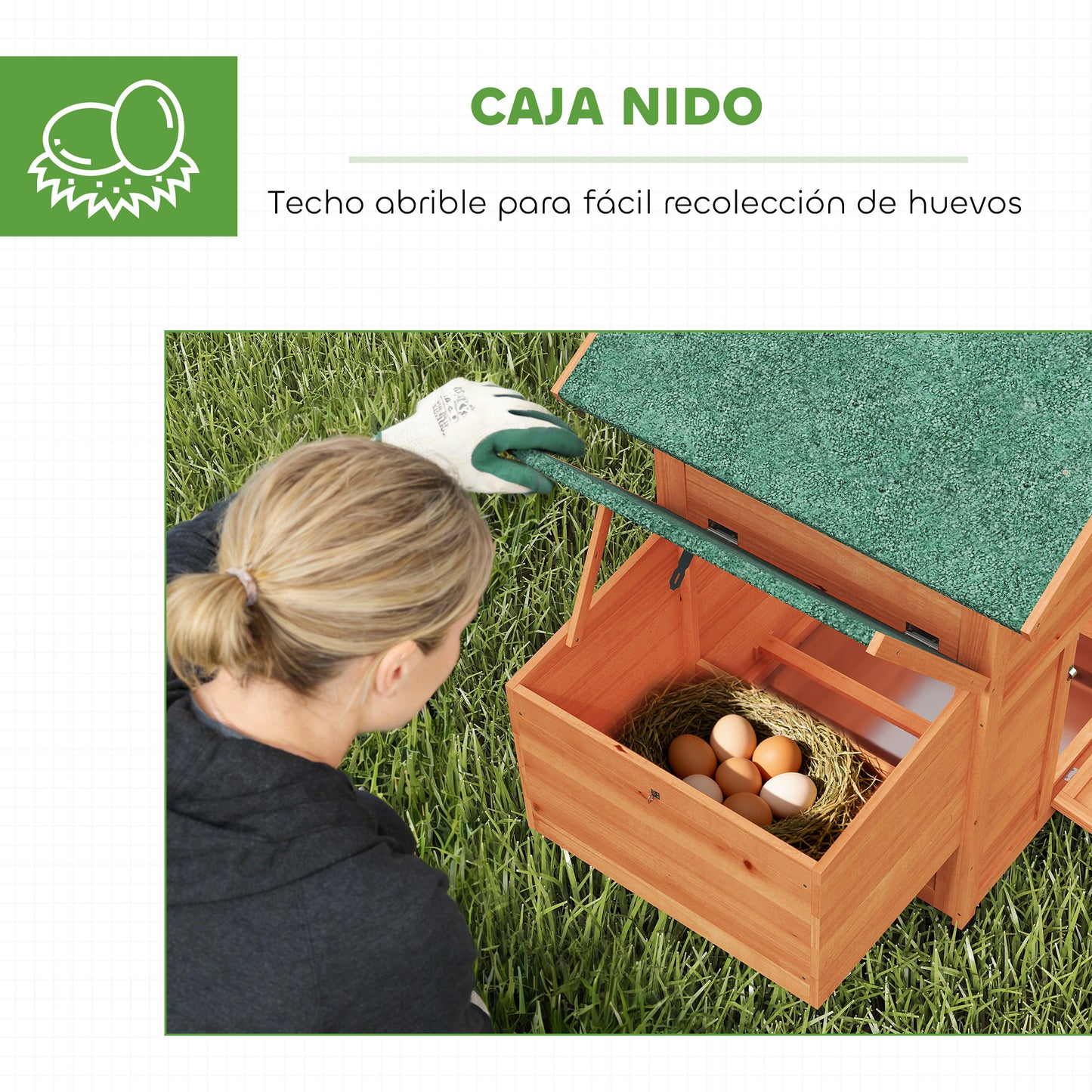 Pawhut Gallinero Para Exterior De Madera 113,5x67,5x95,5 Cm Con Nido Y Bandeja_5