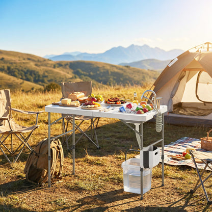 Outsunny Mesa Plegable Camping Con Fregadero Y Altura Regulable_4