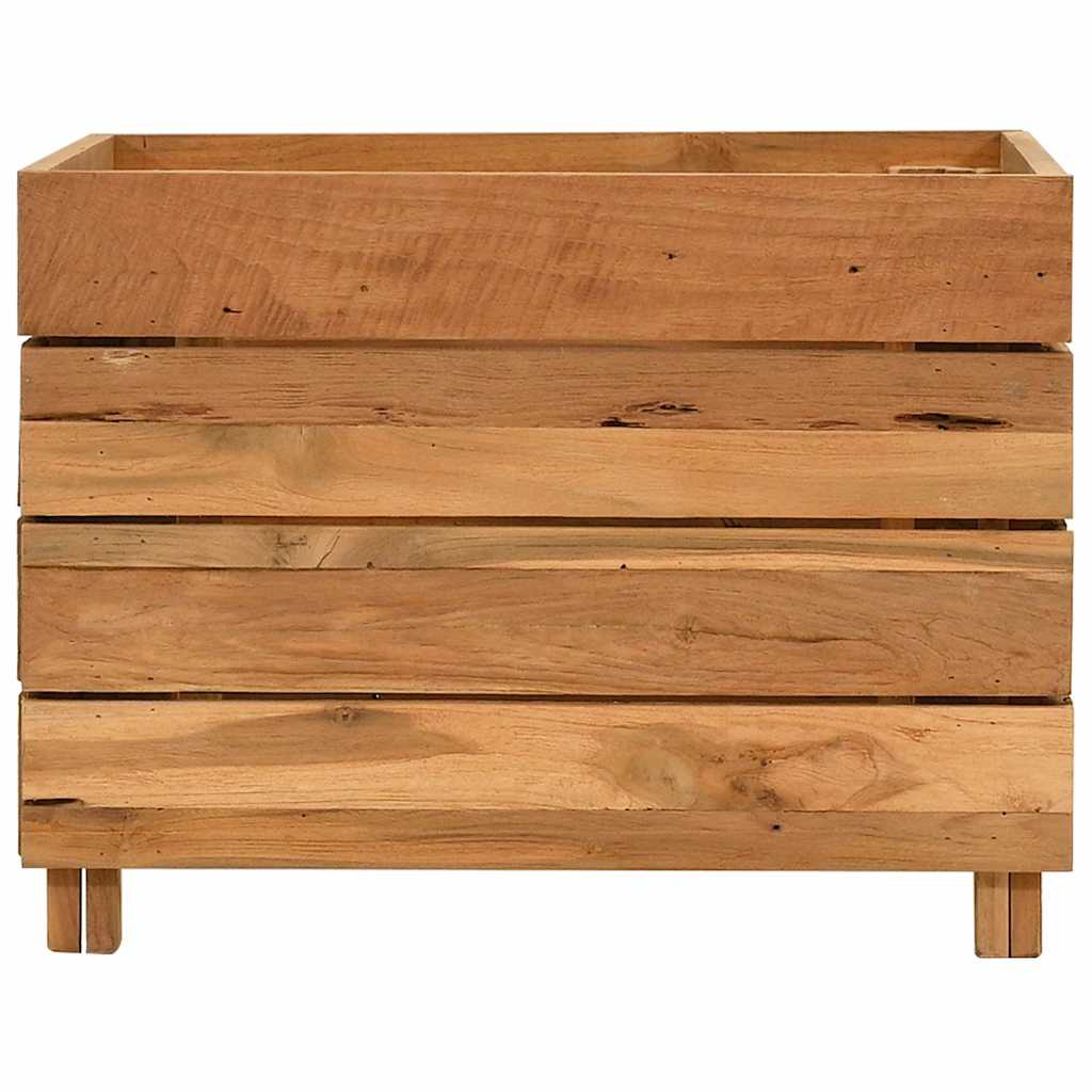 Arriate Elevado Madera De Teca Reciclada Y Acero 50x40x38 Cm_2