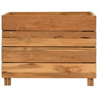 Arriate Elevado Madera De Teca Reciclada Y Acero 50x40x38 Cm_2