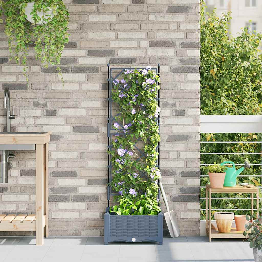 Vidaxl Maceta De Jardín Con Enrejado Gris Claro 40 X 40 X 125.5 Cm Pp_1