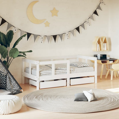 Vidaxl Estructura Cama Niños Con Cajones Madera Pino Blanco 70x140 Cm_1