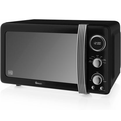 Swan Retro Microondas Digital 20l, 5 Niveles De Potencia, Descongelación, Temporizador 60 Min, Sm22030lbneu, Negro_0