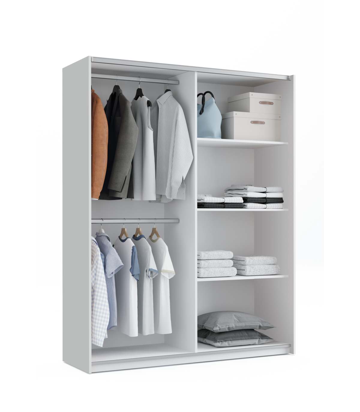 Armario Ropero 2 Puertas Correderas Onix Acabado Blanco, 200 Cm(alto)150 Cm(ancho)62 Cm(fo_1