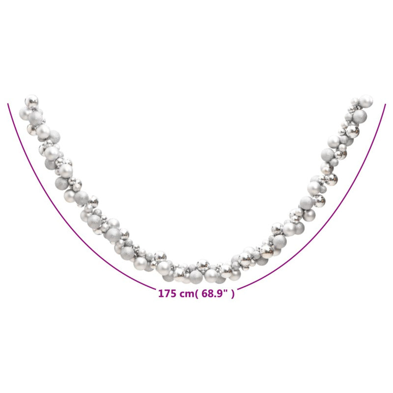 Vidaxl Corona De Bolas De Navidad Poliestireno Plateado 175 Cm_5