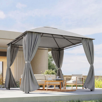 Outsunny 4 Paredes Laterales Para Cenador 3x3 M Protección Uv 30+ Gris Claro_4