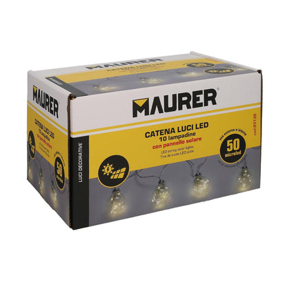 Guirnalda Solar 10 Bombillas / 50 Micro Leds Luz Calida. Bateria Recargable Uso En Exteriores / Interiores Ip44