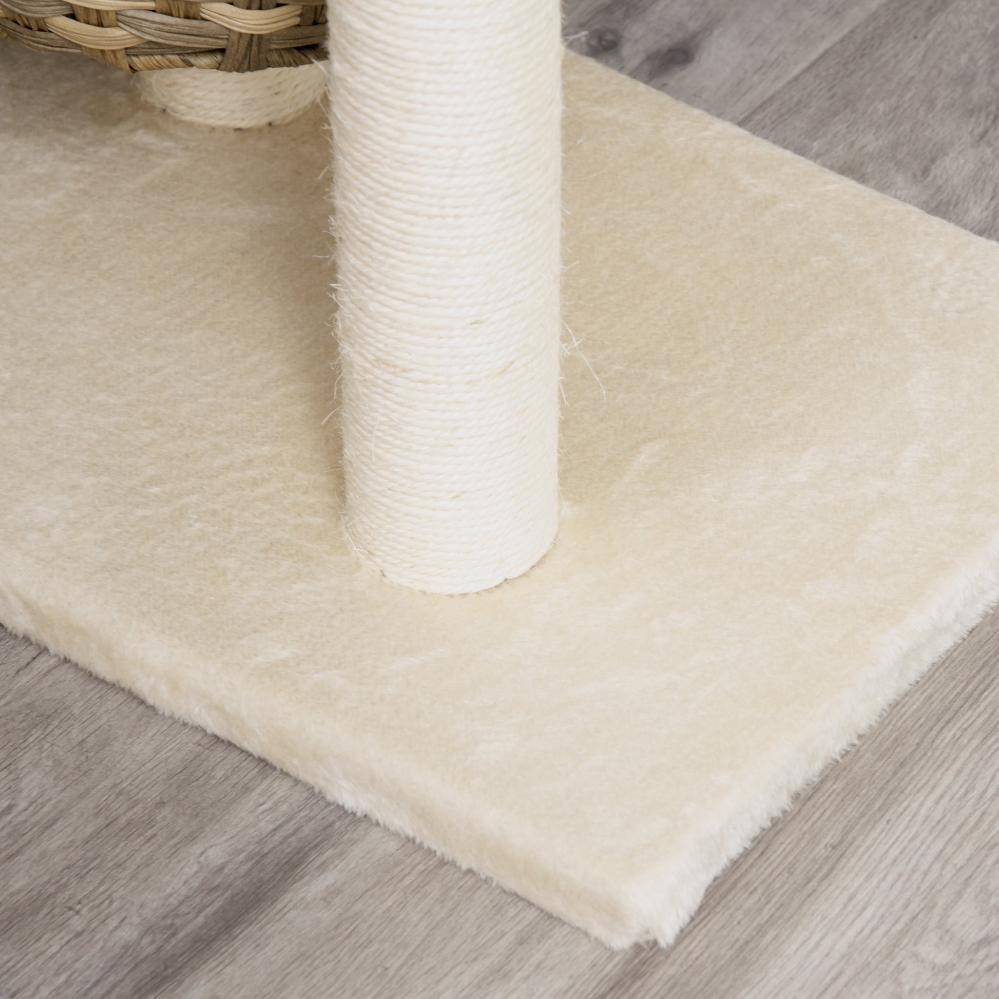 Pawhut Árbol Gatos Con Cama Cesta De Mimbre Postes Rascadores Sisal 54x40x70 Cm_4