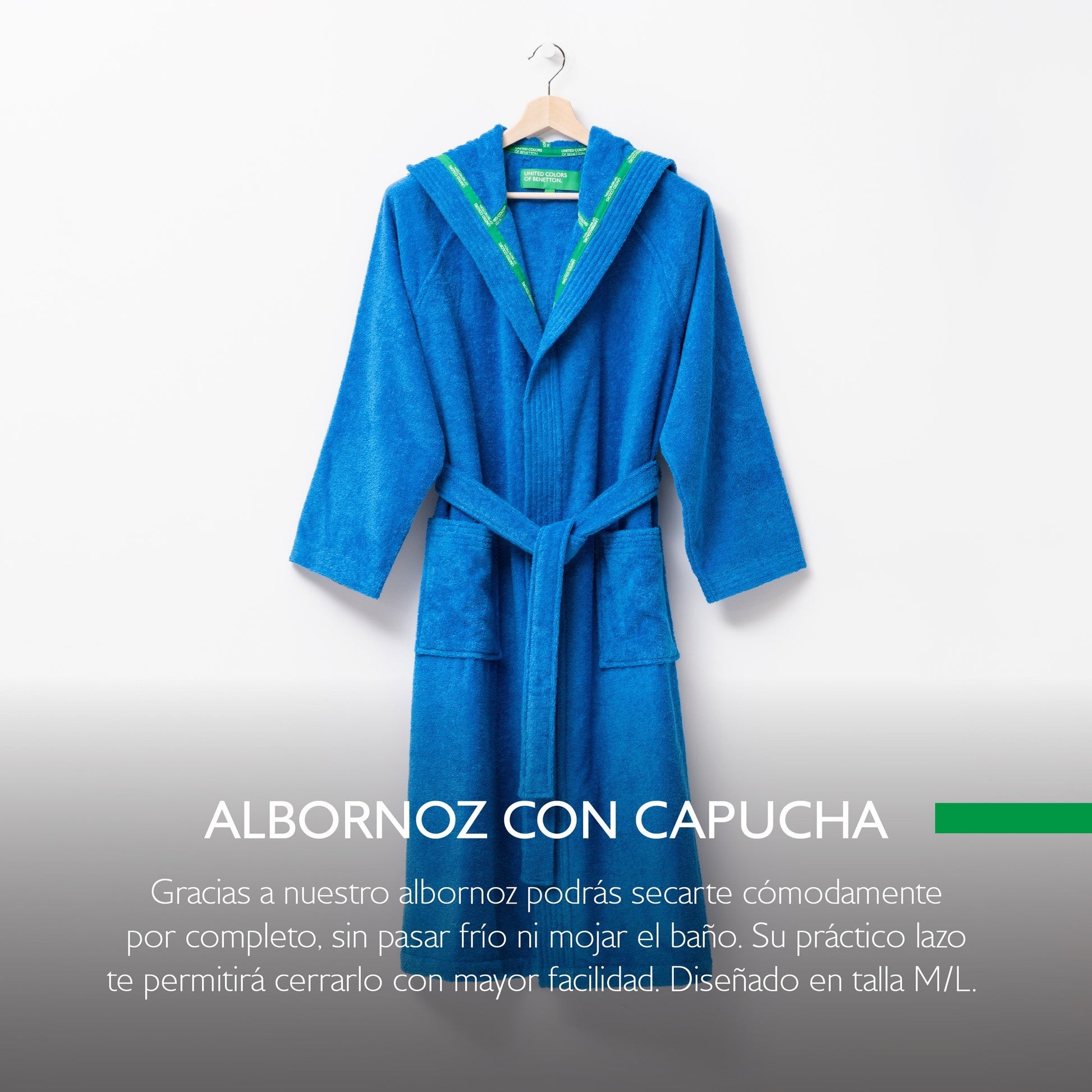 Albornoz Con Capucha M/l 360gsm 100% Algodón Azul Rainbow Be