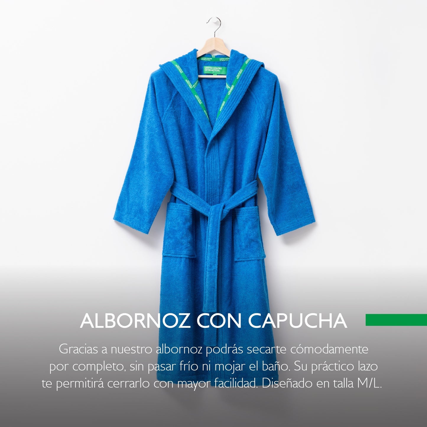 Albornoz Con Capucha M/l 360gsm 100% Algodón Azul Rainbow Be_1