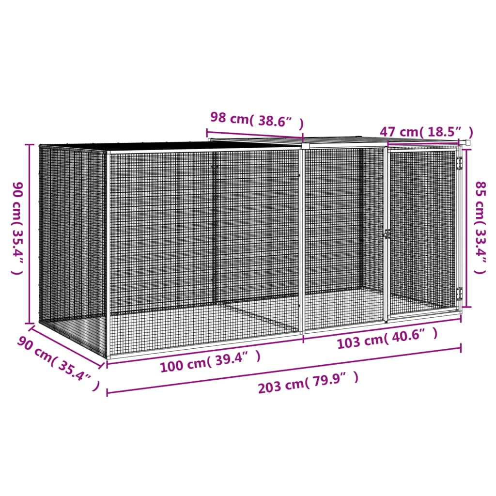Vidaxl Gallinero Con Techo Acero Galvanizado Gris Claro 203x98x90 Cm_2