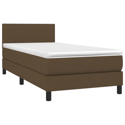 Cama Box Spring Con Colchón Led Tela Marrón Oscuro 100x200 Cm / Vetonek_1