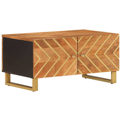 Mesa De Centro Madera Maciza De Mango Negro Marrón 80x50x40 Cm_0