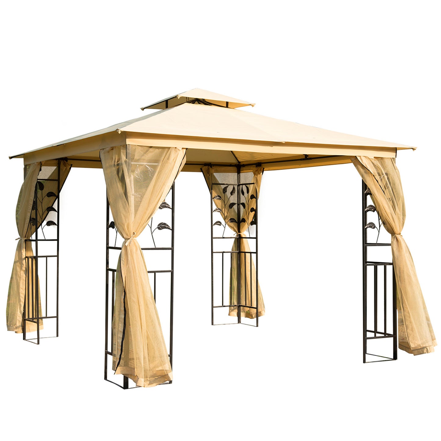 Outsunny Carpa Para Exterior 3x3 M Cenador Con Mosquitera Doble Techo Ventilado_0
