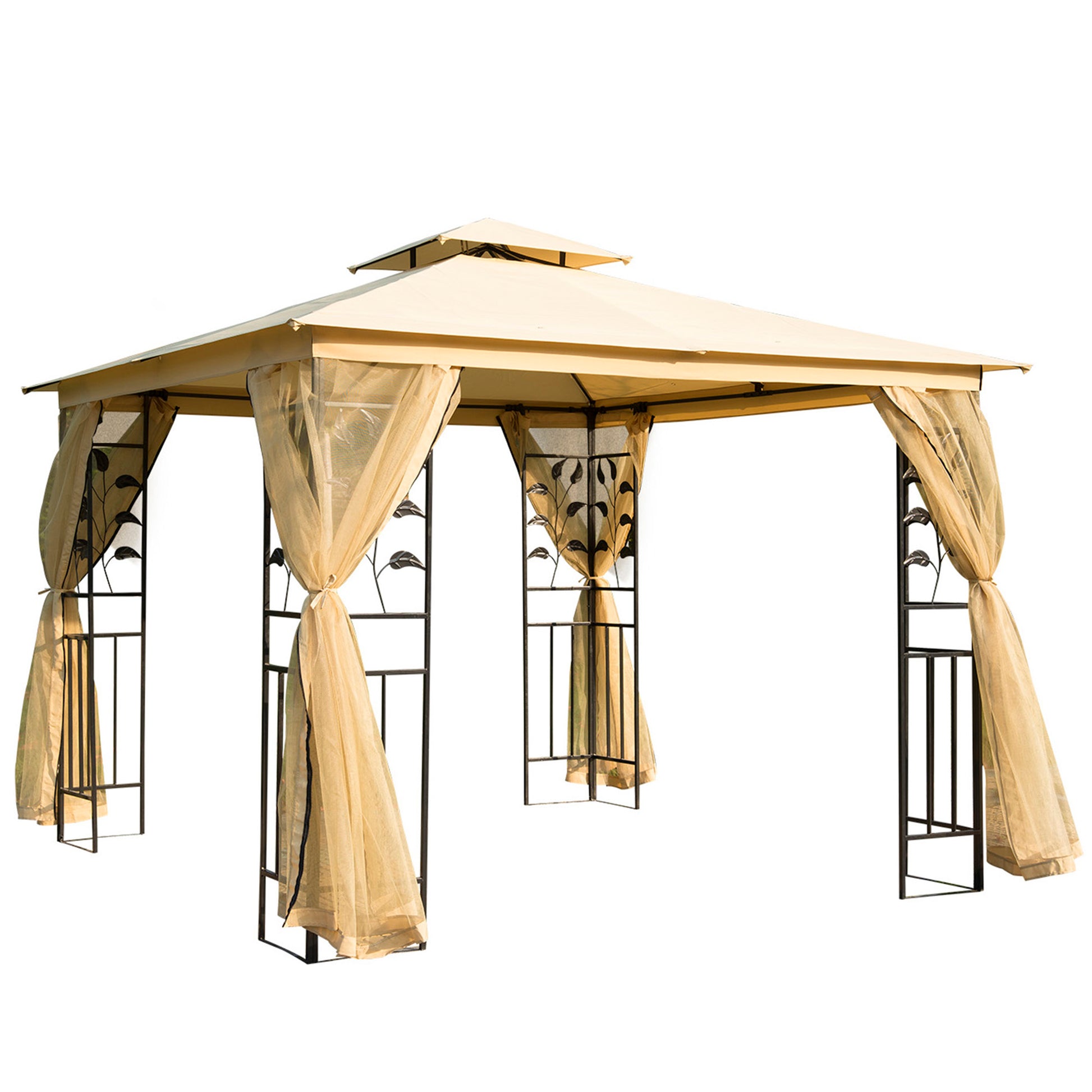 Outsunny Carpa Para Exterior 3x3 M Cenador Con Mosquitera Doble Techo Ventilado_0