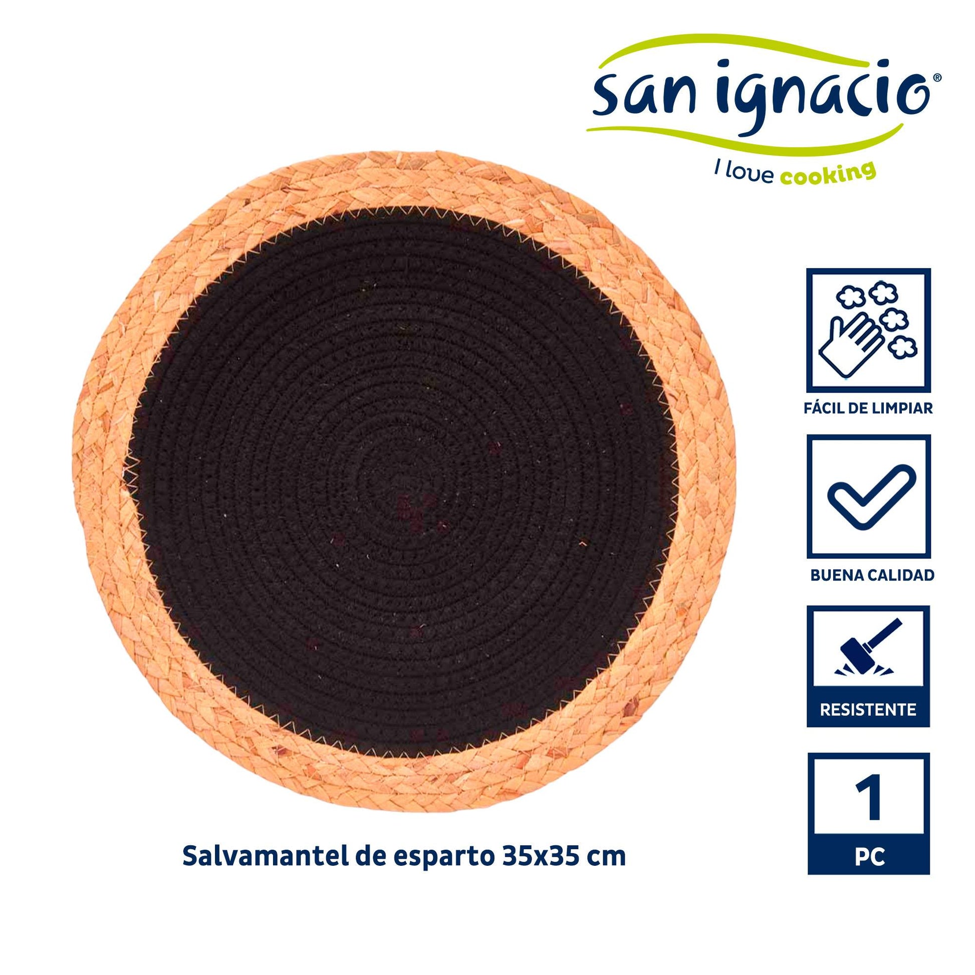 Salvamantel Esparto Espiral Tela Negro 3 Colección Kinvara