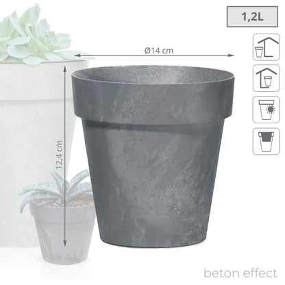 Maceta Cube Beton Effect 1,2l., Dimensiones (mm) 140x140x124, Color Marengo_2