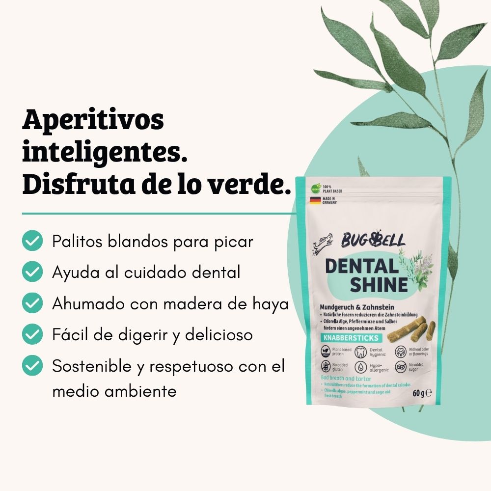 BugBell DentalShine Snack blando 12×60 g – sin cereales, semi-húmedo, con proteína de insecto, perejil y menta_1
