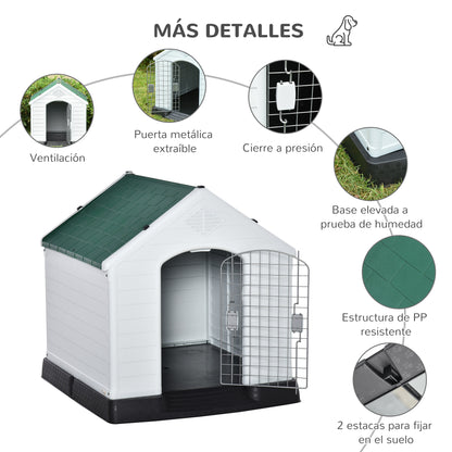 Pawhut Caseta De Perros Con Puerta Metálica Con Cerradura Y Techo Inclinado_5