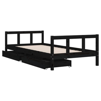Vidaxl Estructura De Cama Niños Con Cajones Madera Pino Negro 90x200cm_3