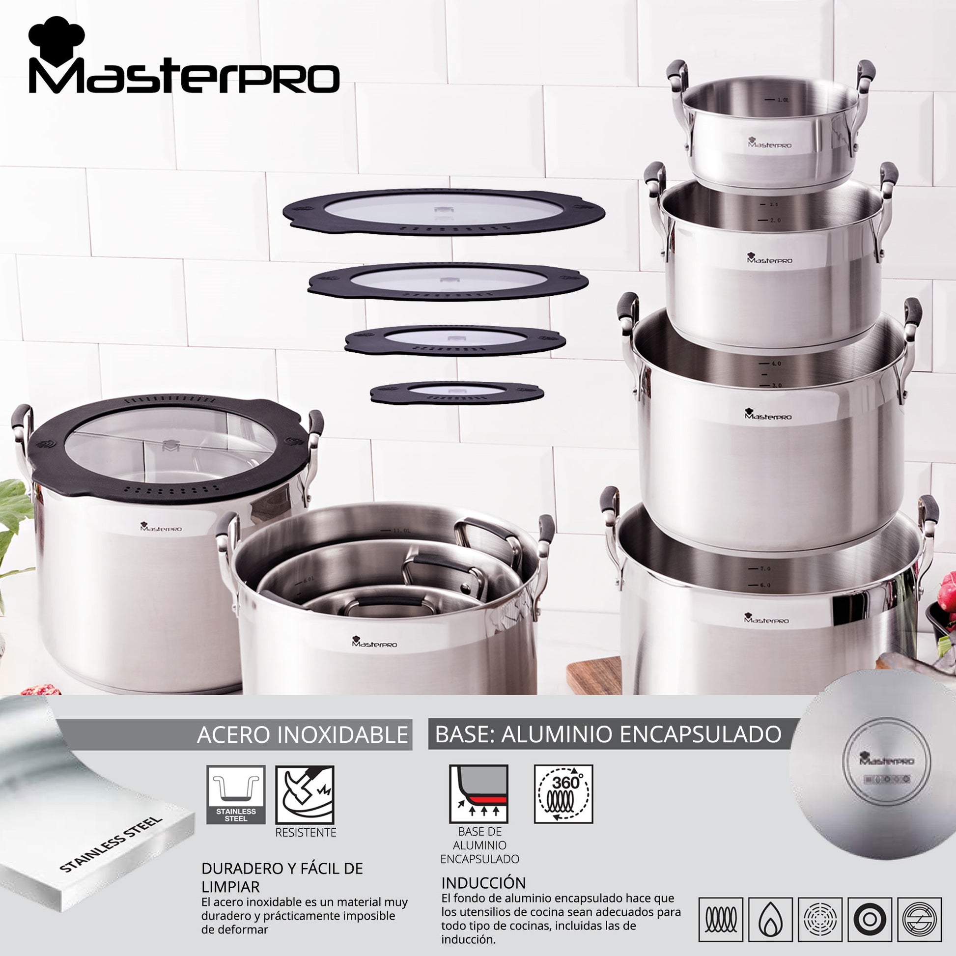 Cacerola 28cm Acero Inox Inducción C/tapa_2