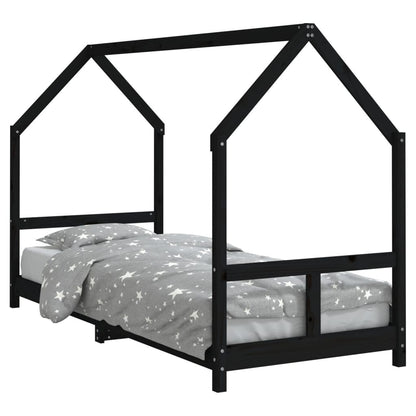 Vidaxl Estructura De Cama Para Niños Madera De Pino Negro 80x200 Cm_0