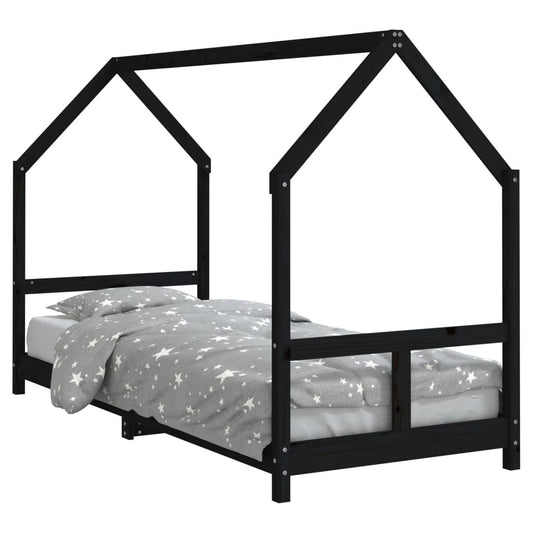 Vidaxl Estructura De Cama Para Niños Madera De Pino Negro 80x200 Cm_0