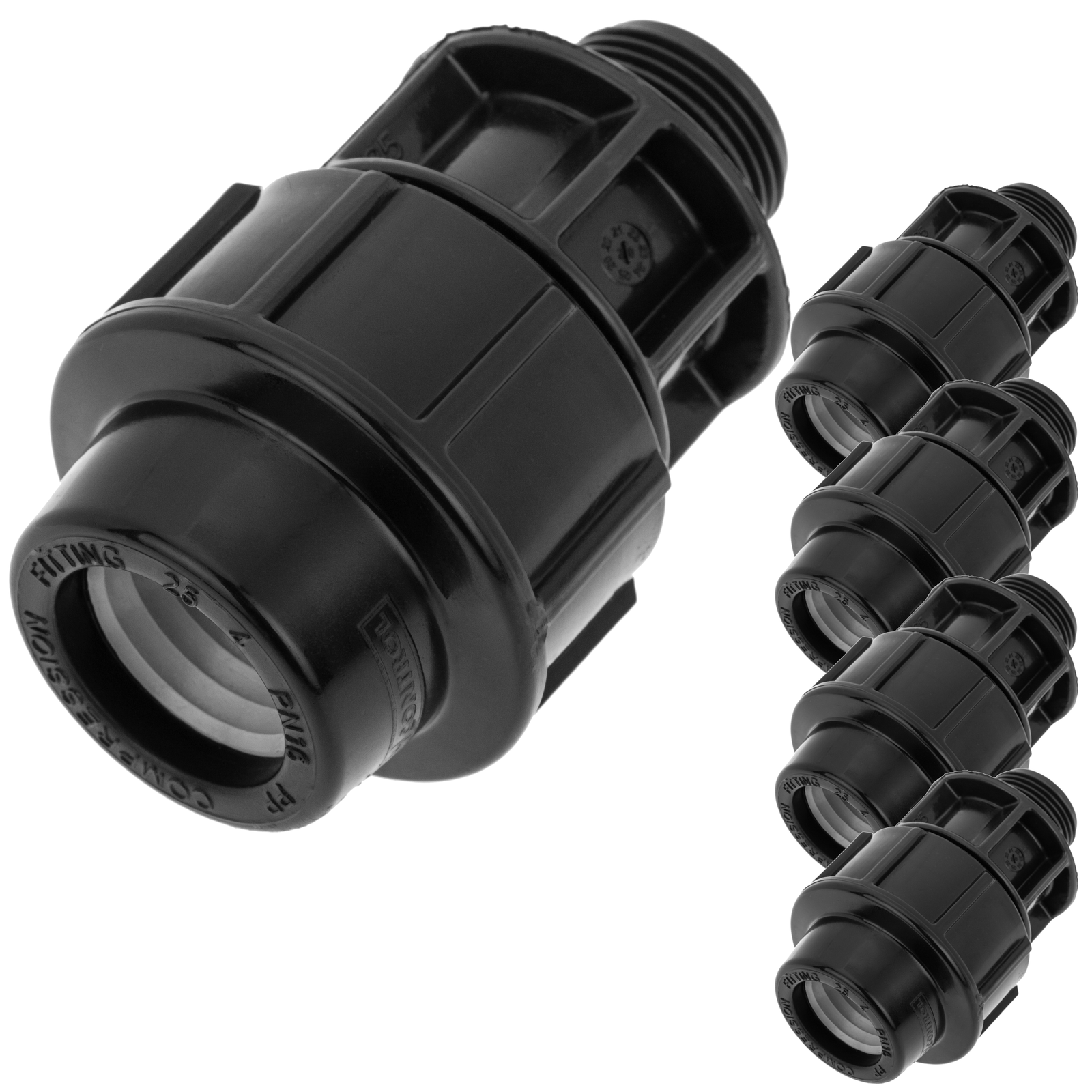 Pack De 5 Unidades Terminal De Rosca Macho De Polietileno 25 Mm X 3/4“ Para Sistema De Riego_0
