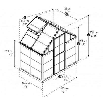 Invernadero Harmony 126x185 cm gris