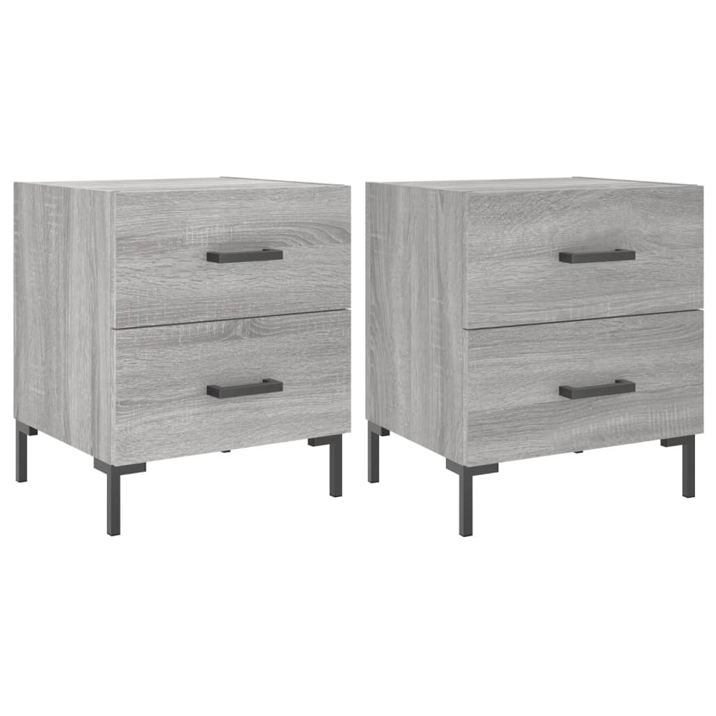 Mesitas Noche 2 Uds Madera Ingeniería Gris Sonoma 40x35x47,5 Cm_0