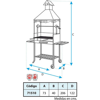 Barbacoa Chimenea completa con Bandejas de Madera Imex el Zorro