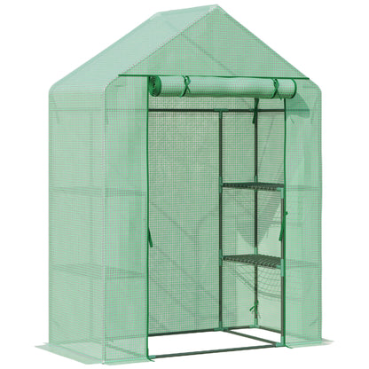 Outsunny Invernadero De Jardín 141x72x191 Cm Vivero Casero Con 4 Estantes Verde_0