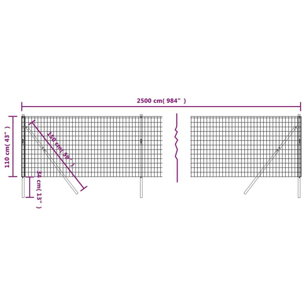 Cerca De Alambre De Acero Galvanizado Gris Antracita 1,1x25 M / Vetonek_2