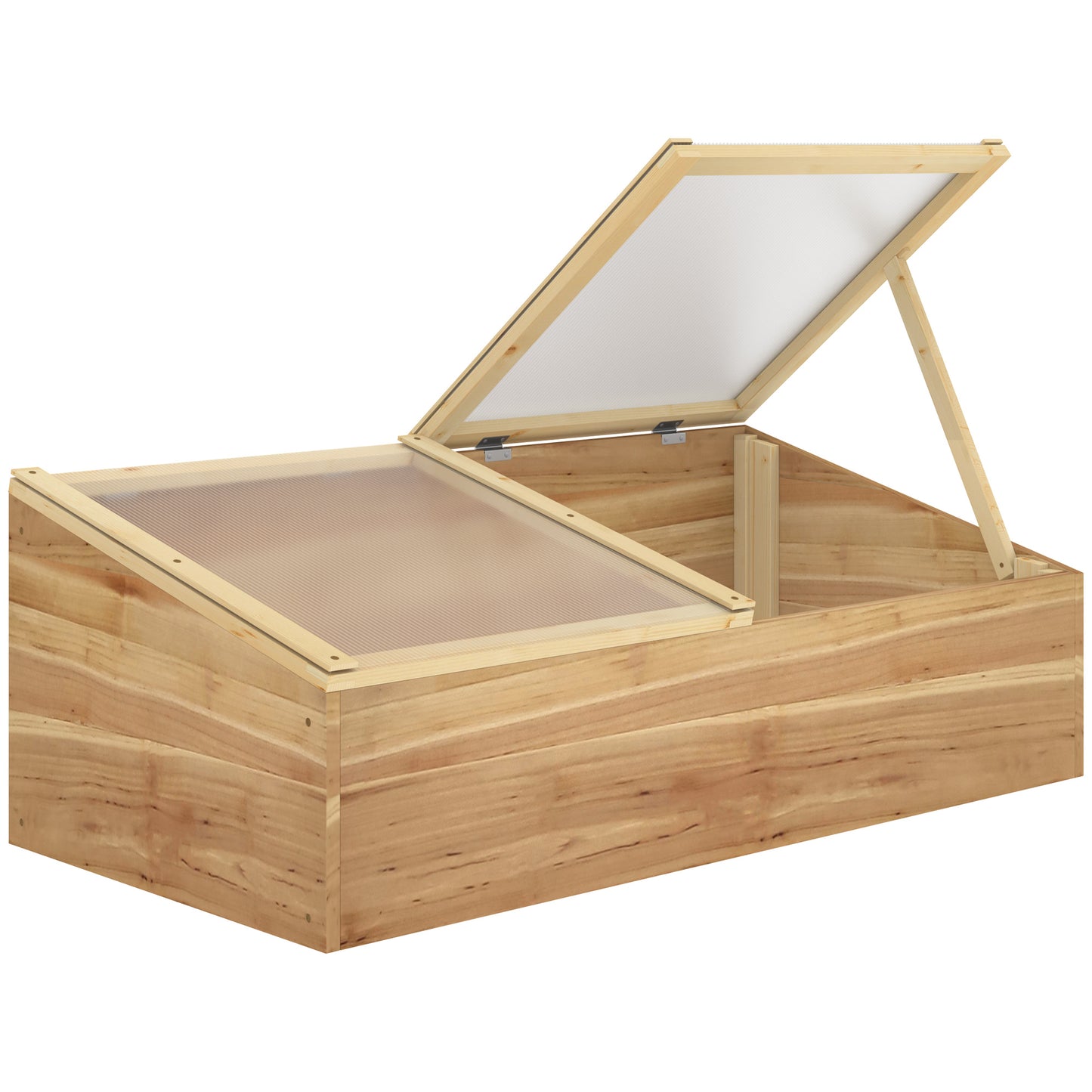 Outsunny Invernadero Madera Con Doble Tapa De Policarbonato Abatible 100x50x36cm_0