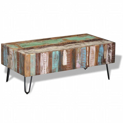 Mesa De Centro Madera Maciza Reciclada 100x50x38 Cm._4