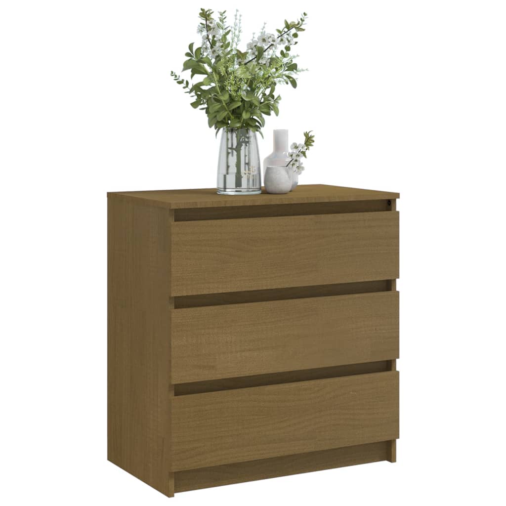 Mesita De Noche Madera Maciza De Mango Marrón Miel 60x36x64 Cm_1